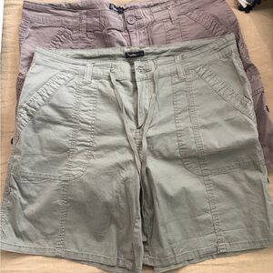 Casual Women's Cargo Shorts - Green and Brown. BUNDLE of 2